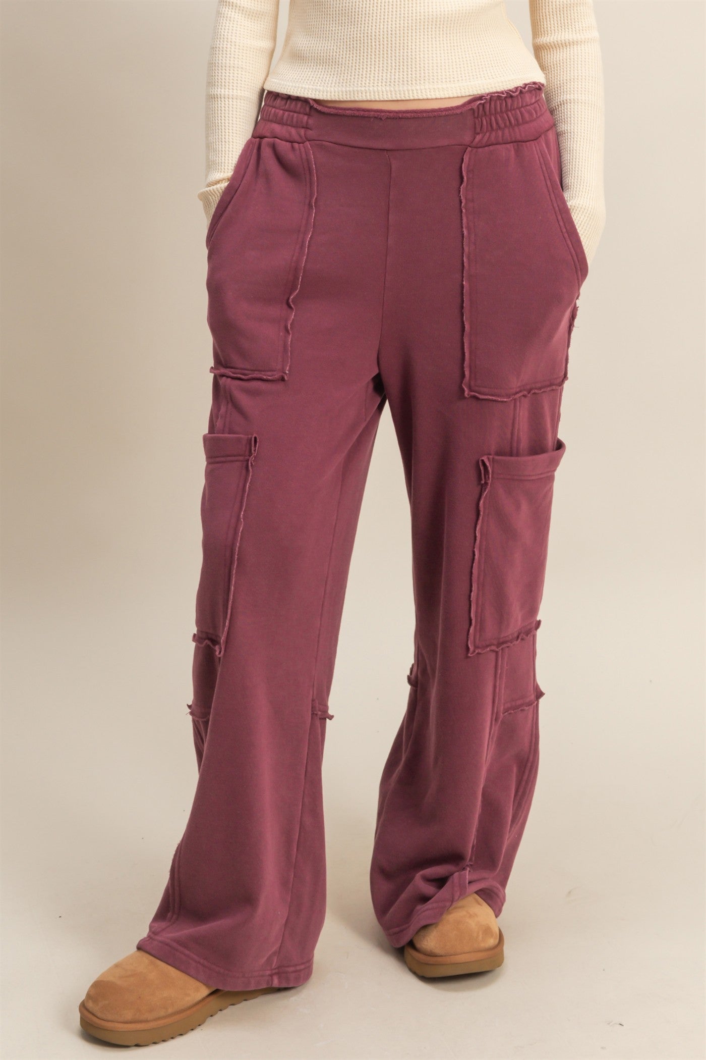 Weekend Warrior Burgundy Cargo Sweatpants