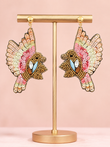 Songbird in Flight Seed Beaded Crystal Earrings