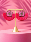 Pink Petal Power Bead & Fringe Earrings