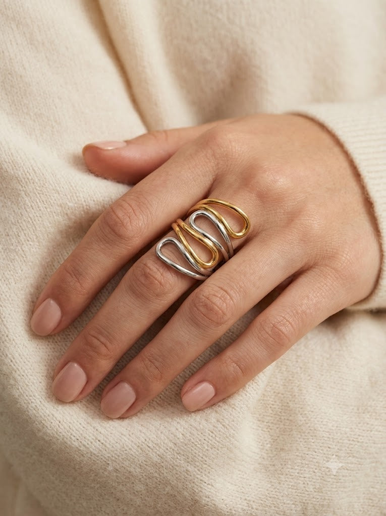 Anillo de remolino de acero inoxidable de dos tonos