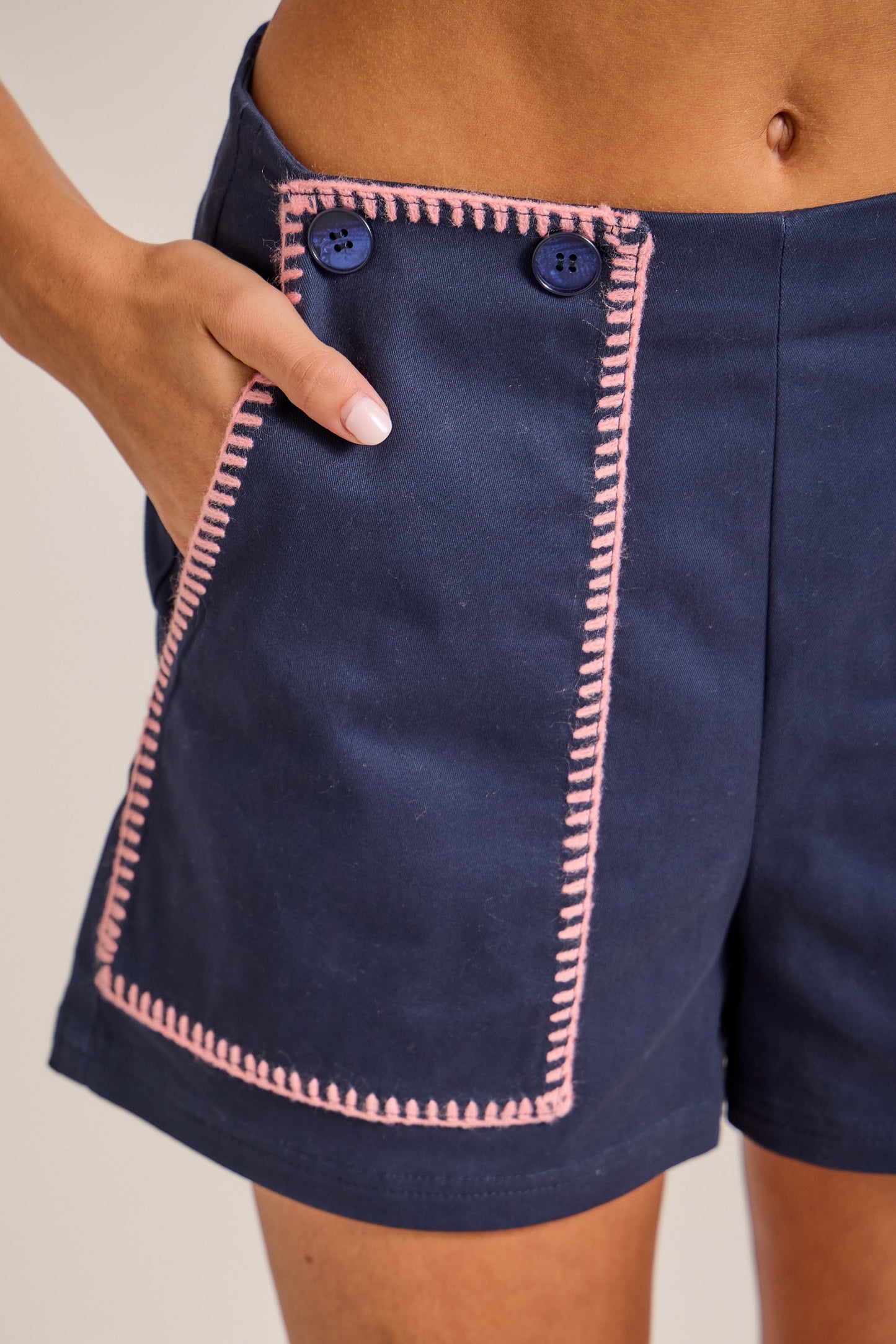 High Seas Contrast Stitch Nautical Shorts