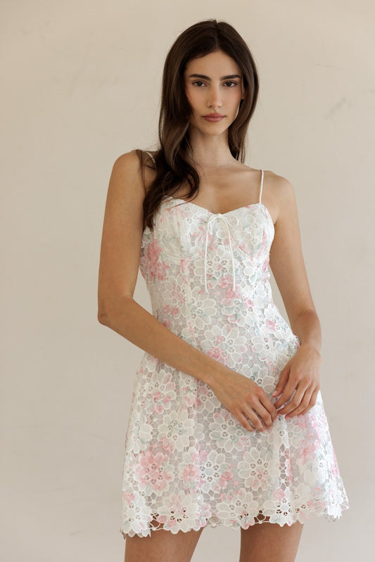 Cherry Blossom White Lace Mini Dress