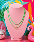 Circle Pendant Double Layered Neon Chain Necklace