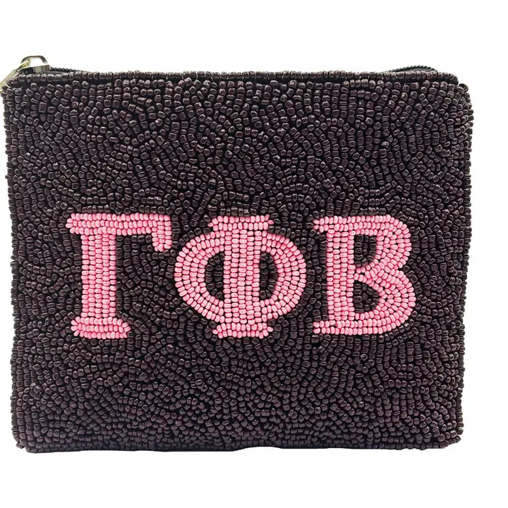 Gamma Phi Beta Beaded Coin Purse Pouch