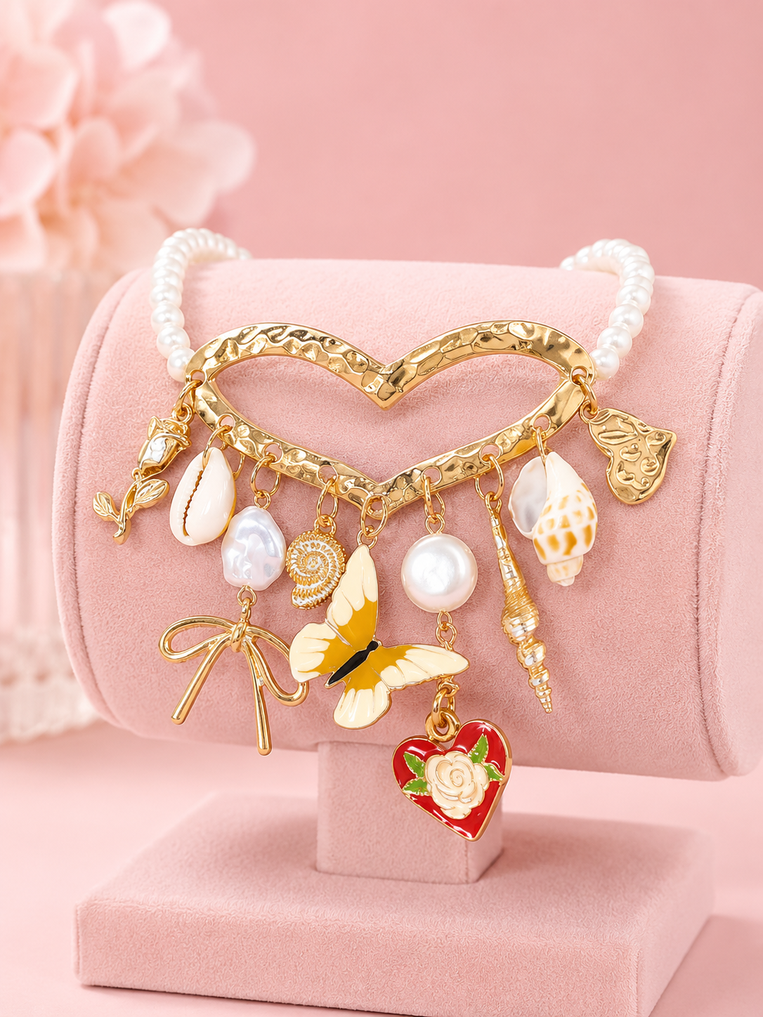 Sea and Sky Gold Charm Beaded Bracelet
