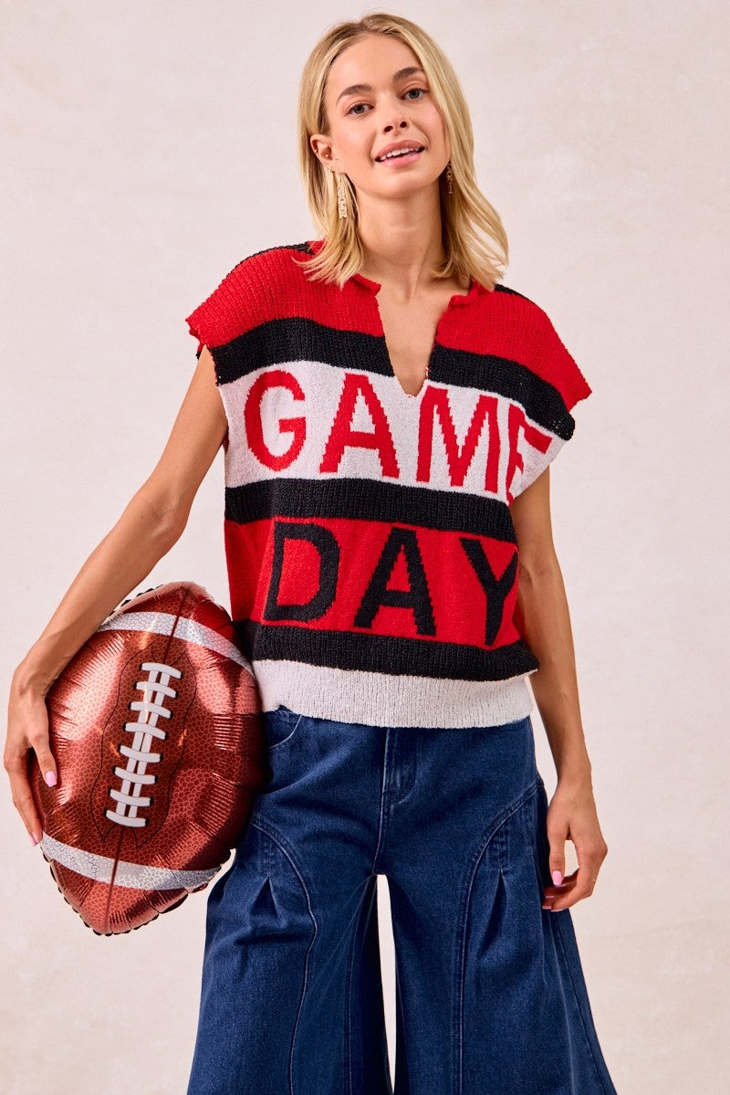Georgia Bulldogs "GAME DAY" Sleeveless Knit Sweater Top
