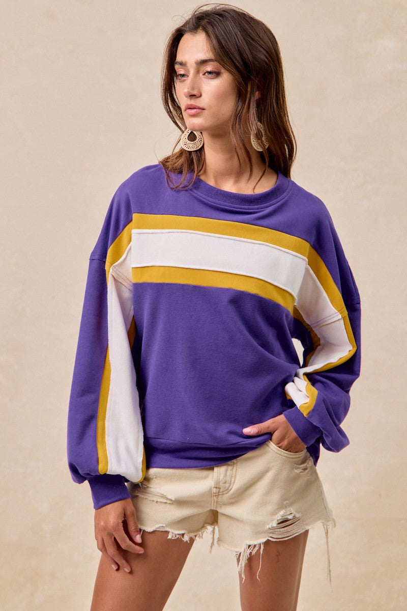 LSU Football Purple Gold Stripe College Gameday Sweatshirt