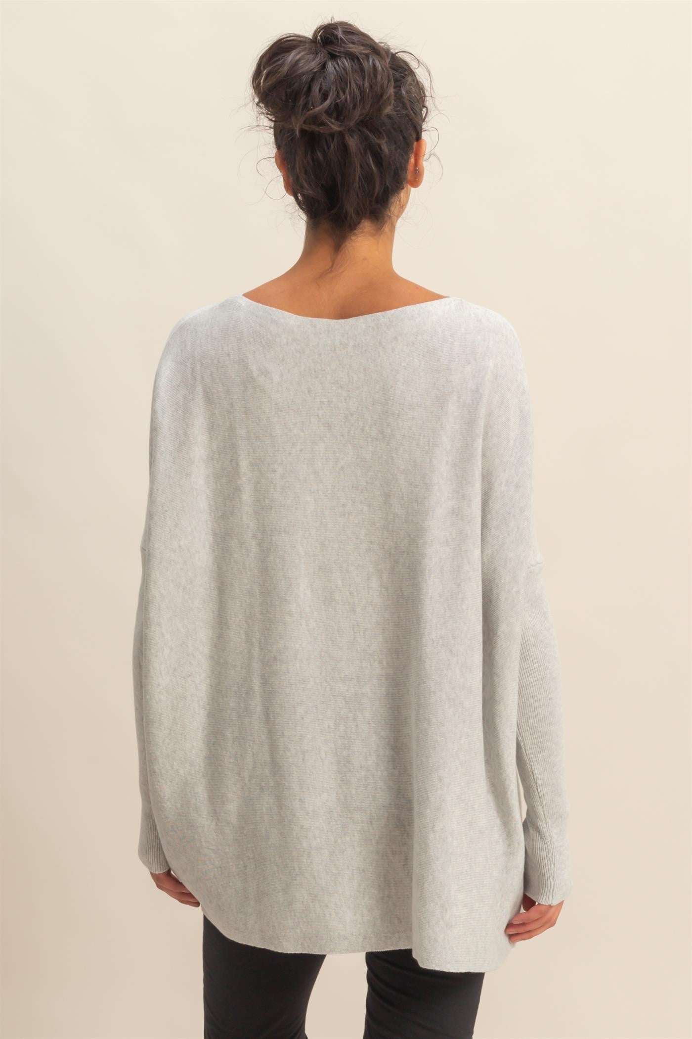 Daydream Drape Cotton Sweater in Grey