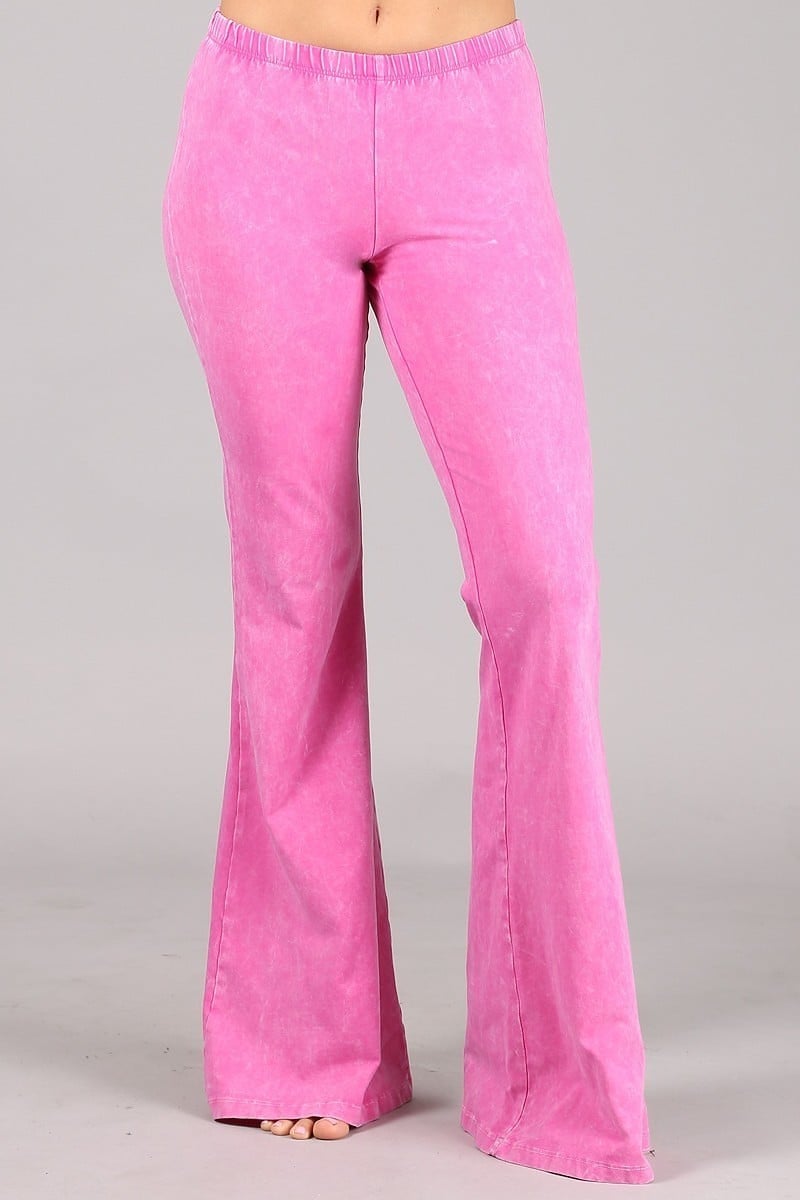 Meghan Mineral Washed Pink Boho Bell Bottom Pants