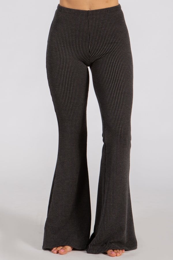 Jenna Ribbed Striped Boho Bell Bottom Pants