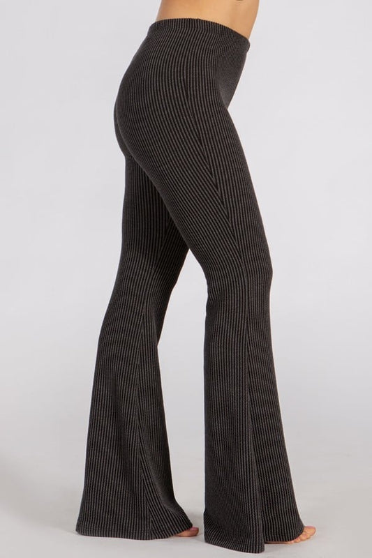 Jenna Ribbed Striped Boho Bell Bottom Pants