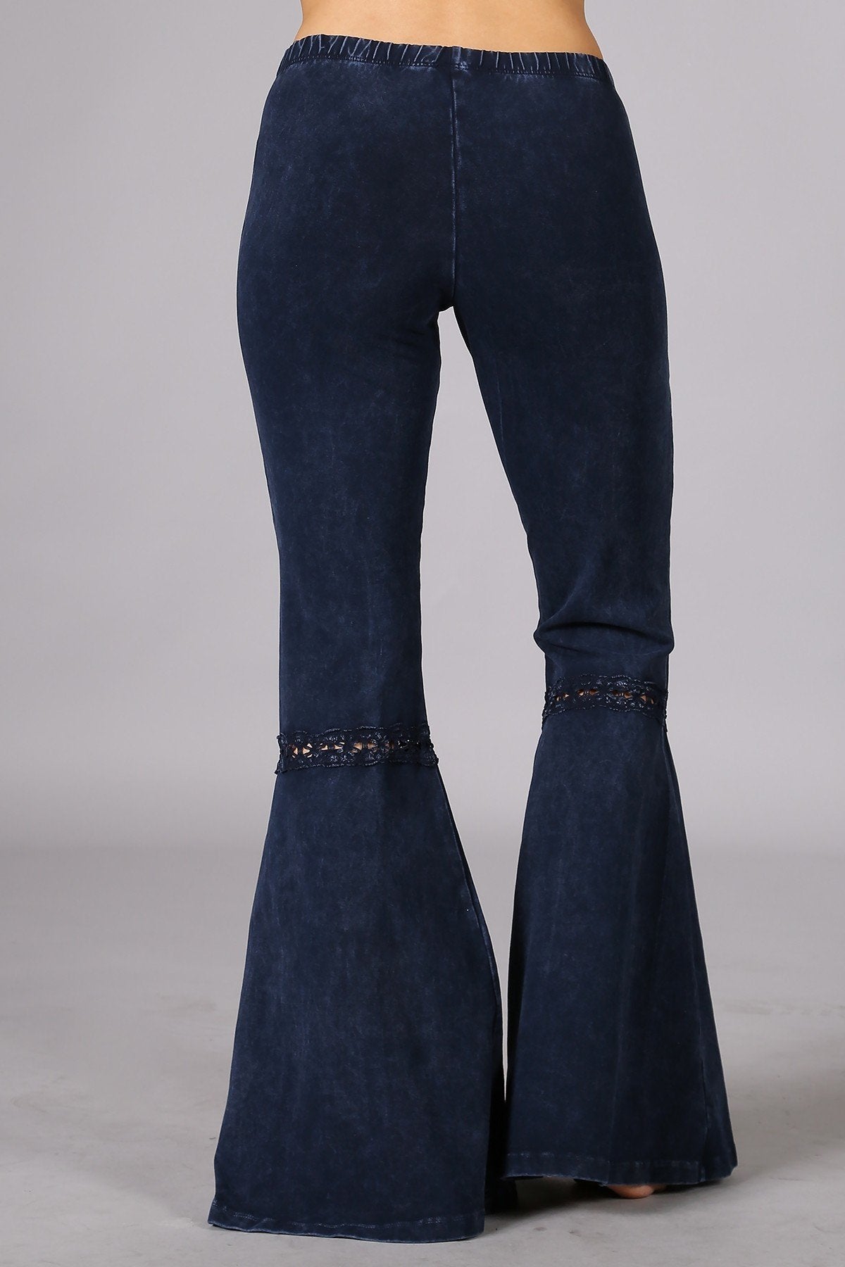 Myah Mineral Washed Electric Blue Ruffle Bell Bottom Pants