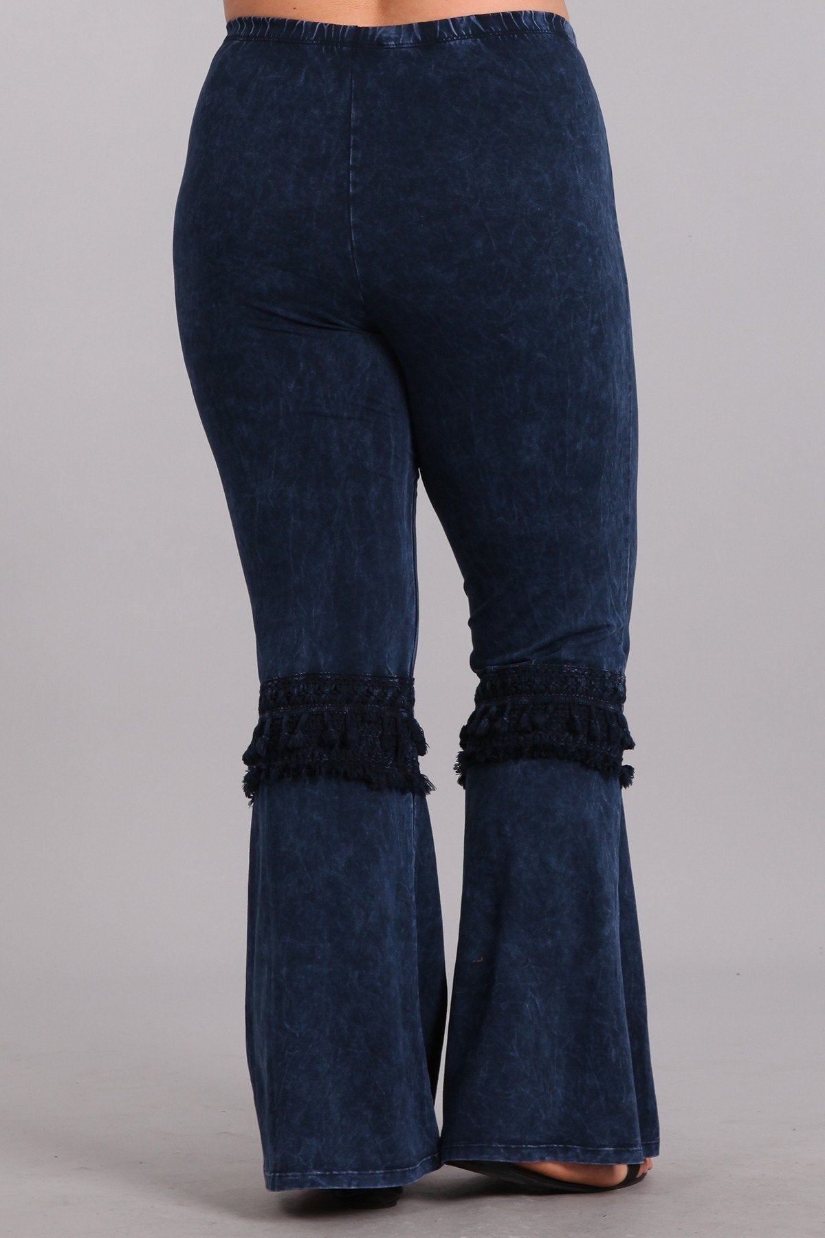 Myah Mineral Washed Electric Blue Ruffle Bell Bottom Pants