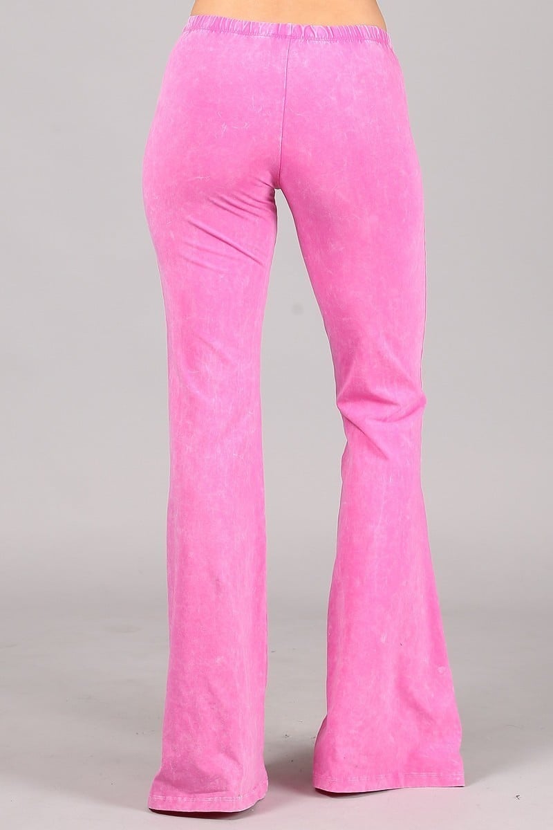 Meghan Mineral Washed Pink Boho Bell Bottom Pants