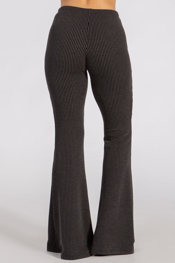 Jenna Ribbed Striped Boho Bell Bottom Pants