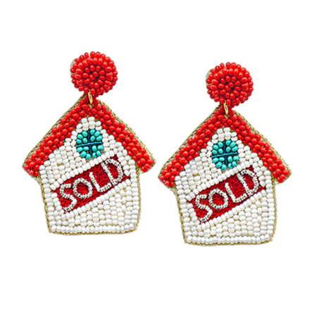 Real Estate Agent SOLD New Home Beaded Earrings