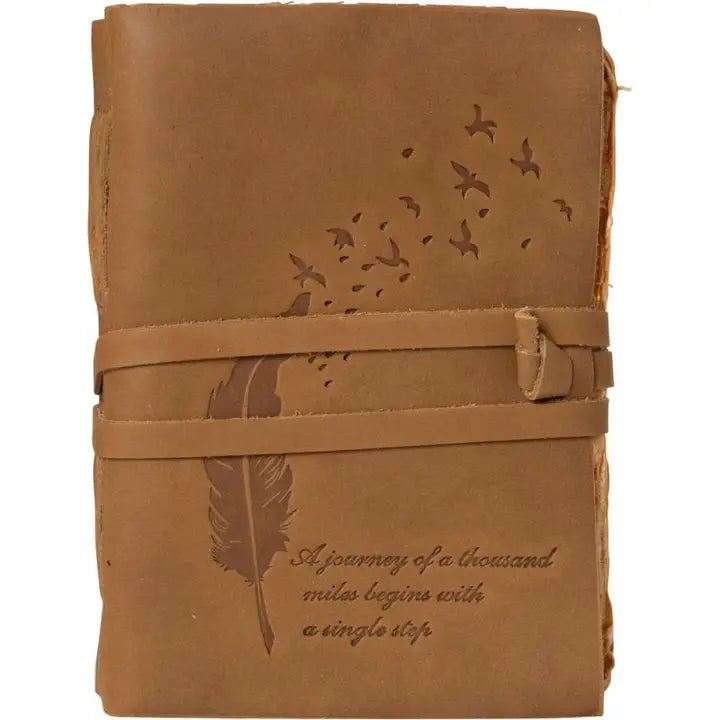 Journey of A Thousand Miles Carved Leather Blank Journal