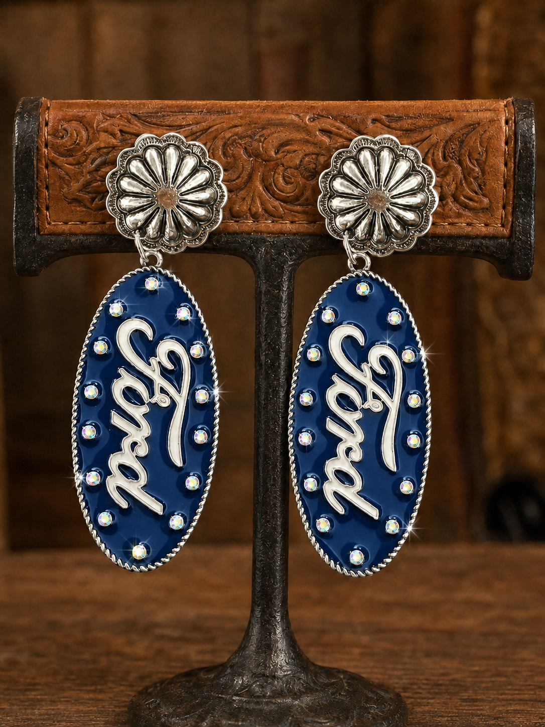 FORD Western Concho Silver Earrings