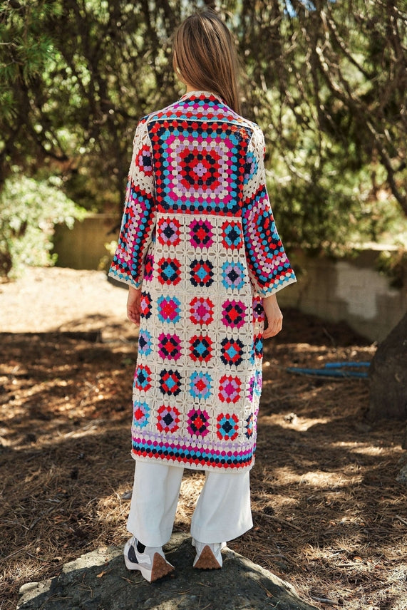 Coachella Ready Boho Style Crochet Knit Cardigan