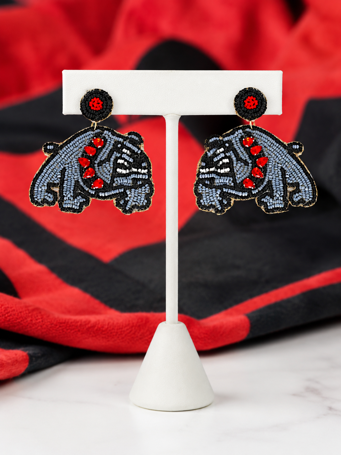 Georgia Bulldogs Football Team Mascot Jeweled Beaded Earrings