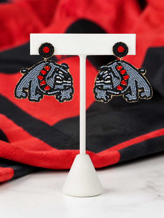 Georgia Bulldogs Football Team Mascot Jeweled Beaded Earrings