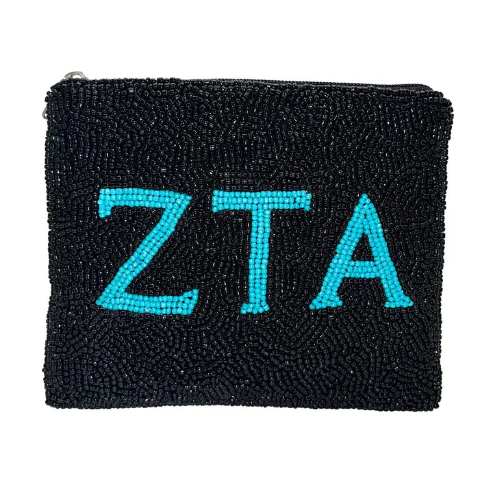 Zeta Tau Alpha Beaded Coin Purse Pouch