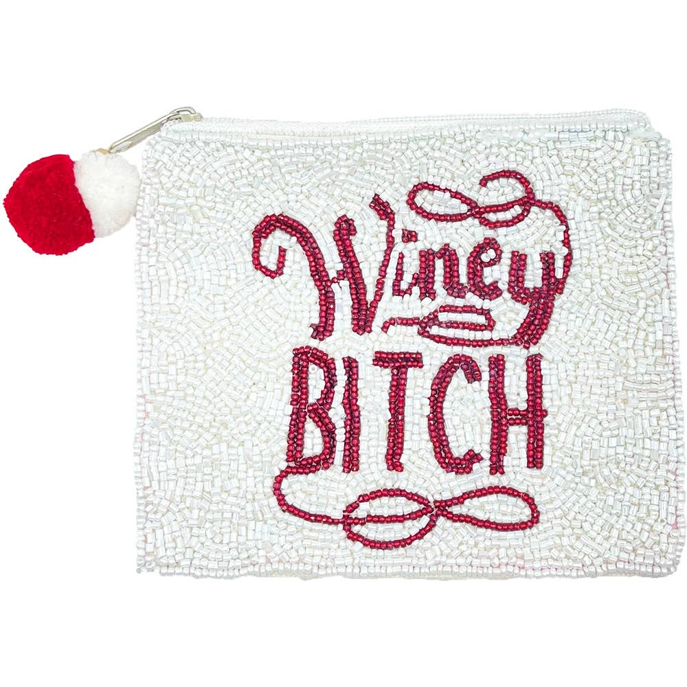 WINEY B*TCH Beaded Purse Money Storage Pouch