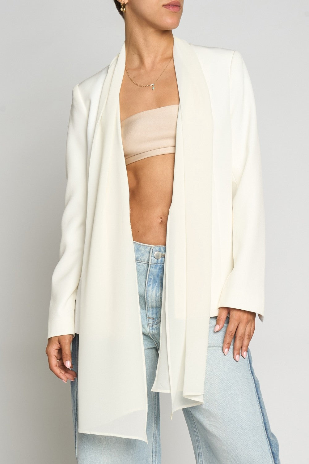 Fit To Be Tied White Blazer