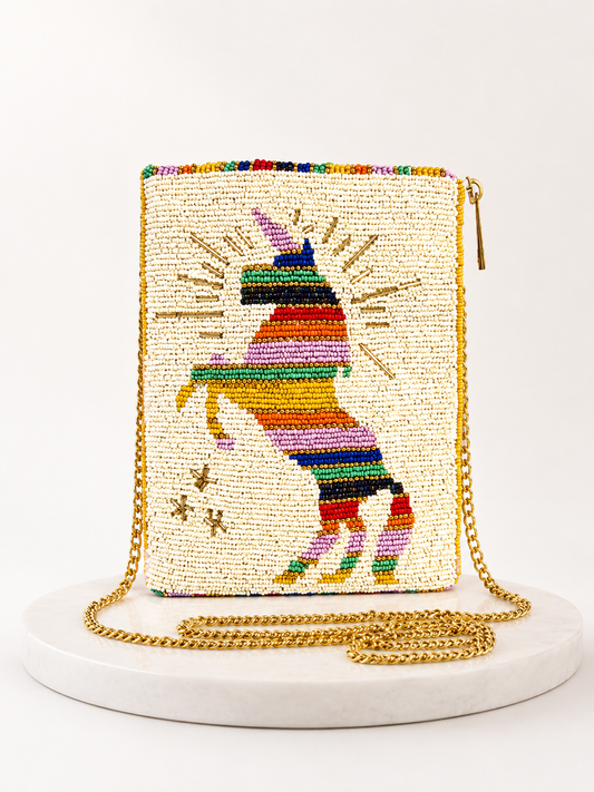 Unicorn Magical Rainbow Beaded Crossbody Bag