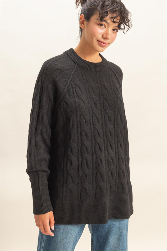 Closet Classic Cable Knit Sweater in Black