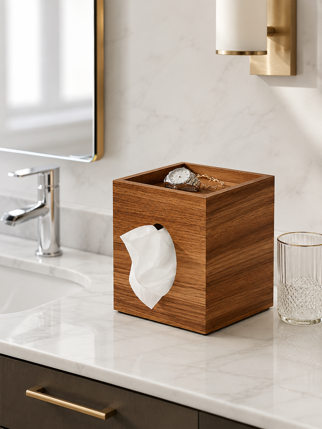 Caja de almacenamiento de pañuelos de madera Acadia
