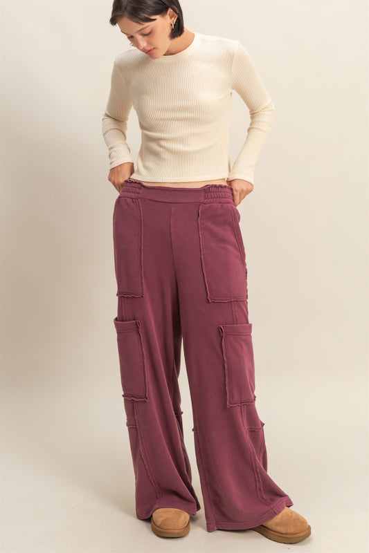 Weekend Warrior Burgundy Cargo Sweatpants