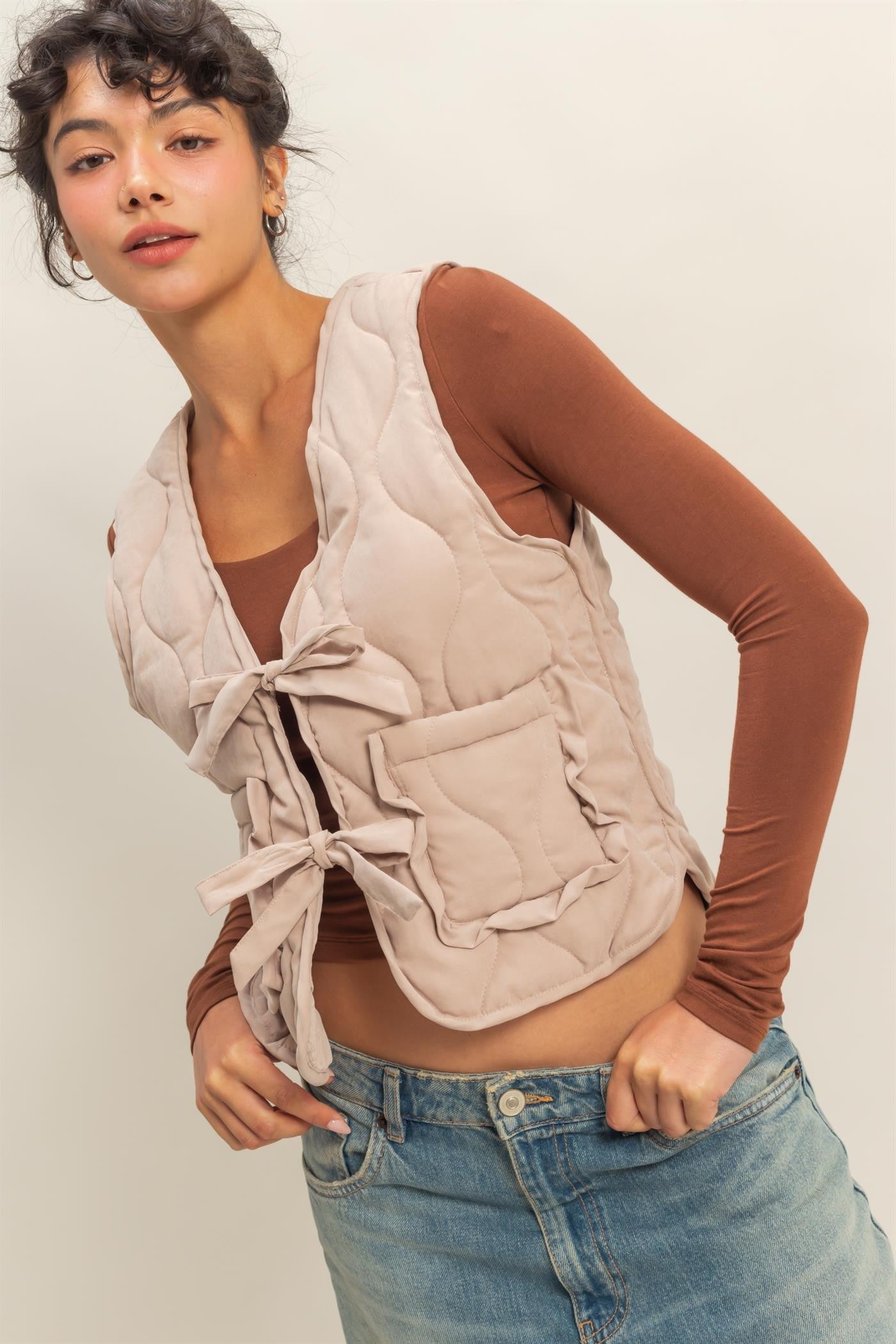 Go With The Bow Quilted Vest