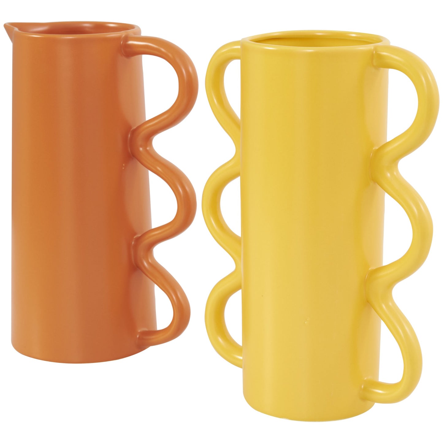 SET of 2 Making Waves Ceramic Wavy Handle Vases