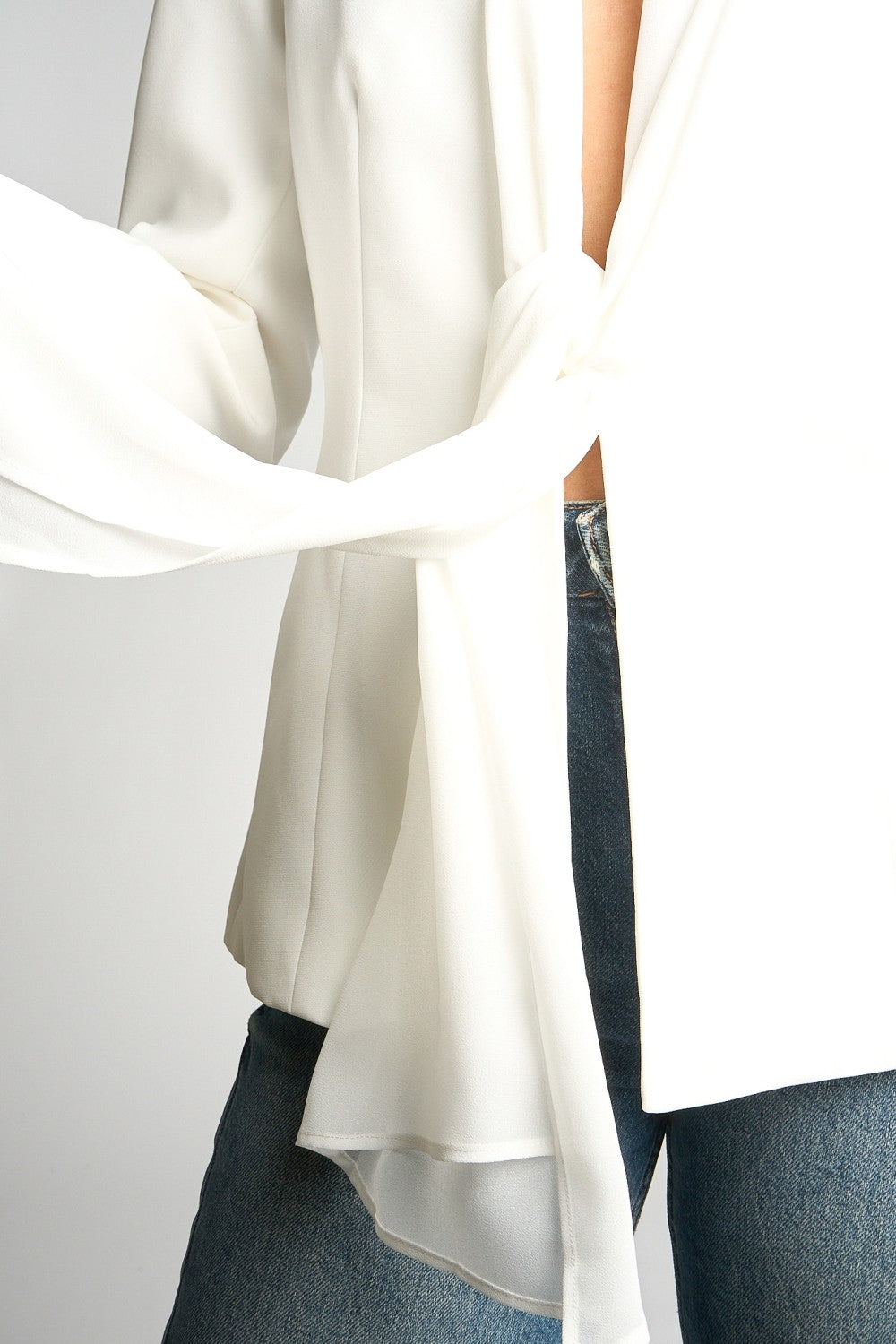 Fit To Be Tied White Blazer