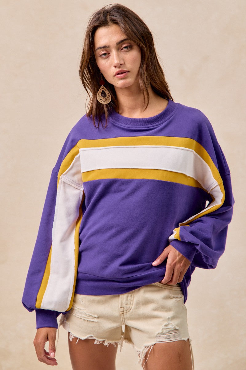 LSU Football Purple Gold Stripe College Gameday Sweatshirt