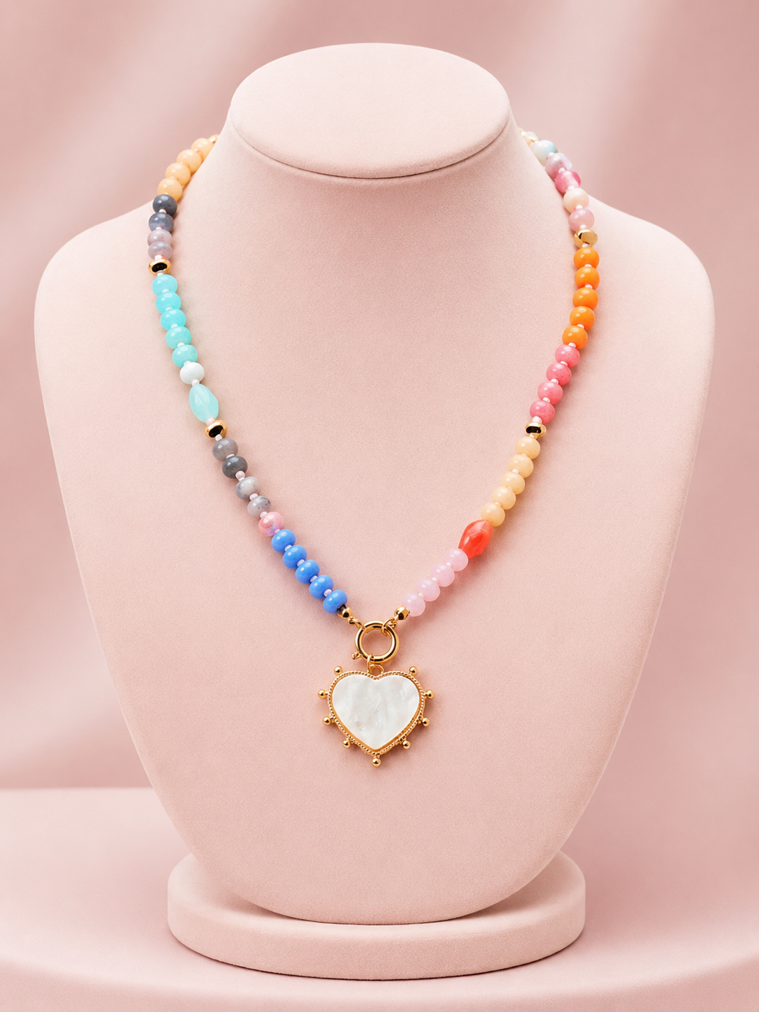Meet Me In New York Beaded Heart Necklace
