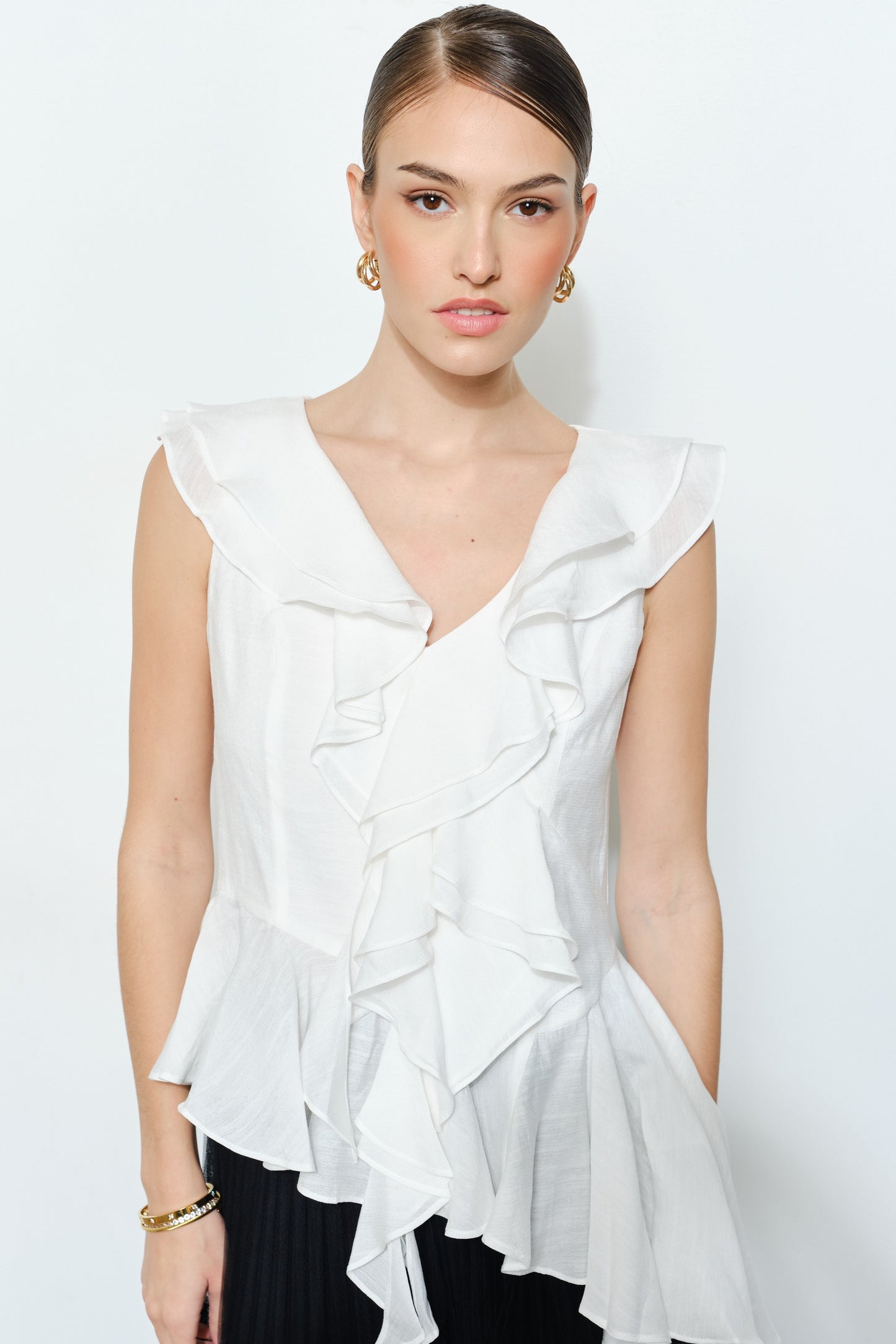Ruffled Romance White Tiered Hem Blouse