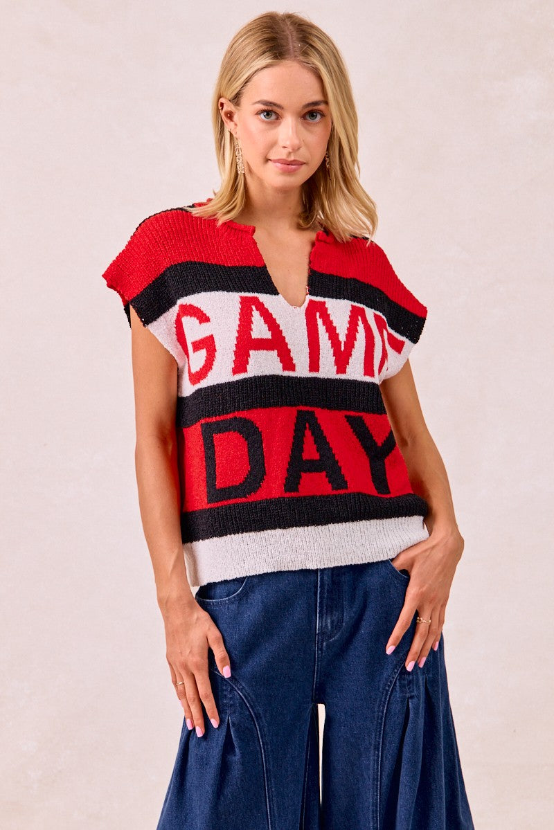Georgia Bulldogs "GAME DAY" Sleeveless Knit Sweater Top