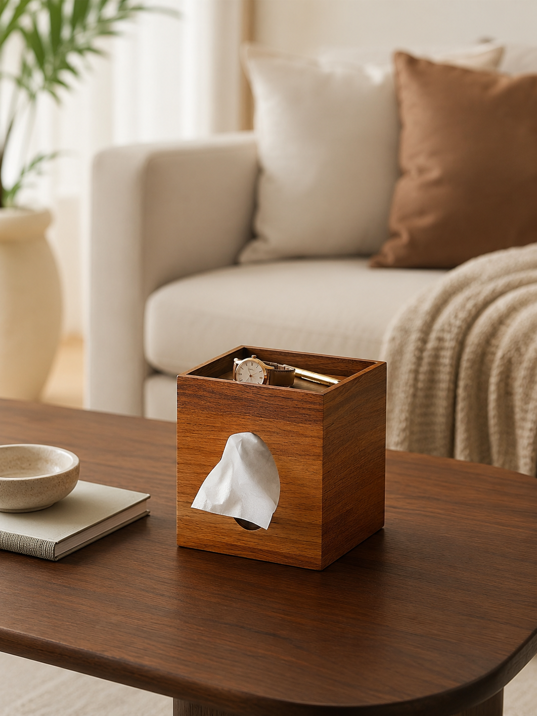 Caja de almacenamiento de pañuelos de madera Acadia