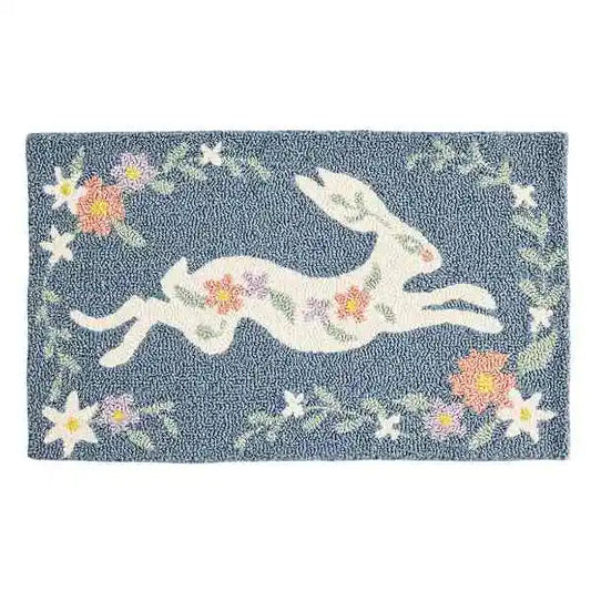 Floral Garden Running Bunny Area Rug
