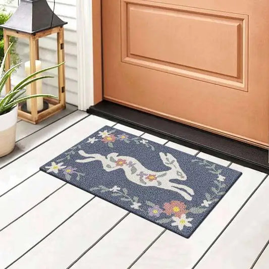 Floral Garden Running Bunny Area Rug