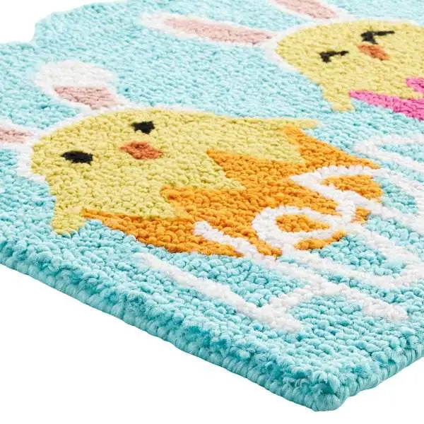 Hoppy Happy Easter Chicks Accent Rug