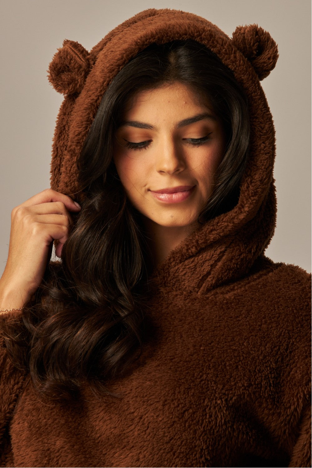 READY FOR TEDDY FLEECE HOODIE PAJAMA SET IN BROWN