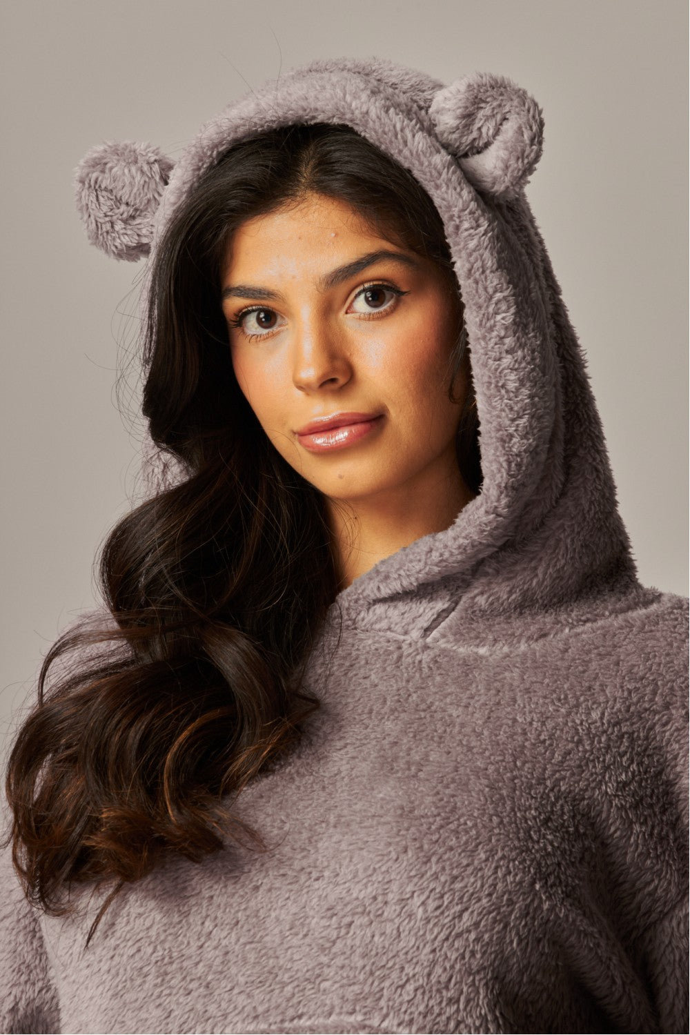 READY FOR TEDDY FLEECE HOODIE PAJAMA SET IN GREY