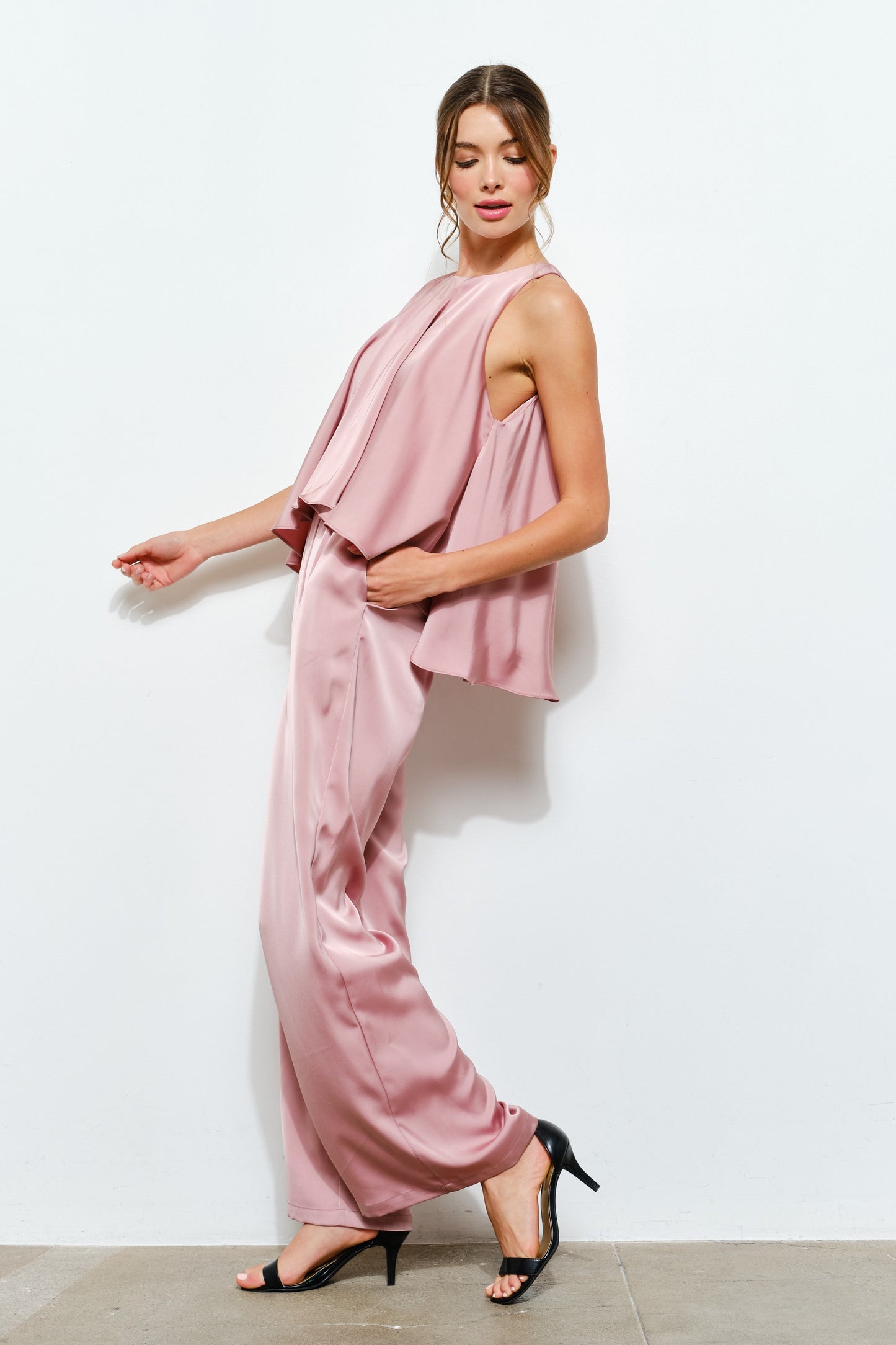 Mauve Over Darling Satin Open Back Jumpsuit
