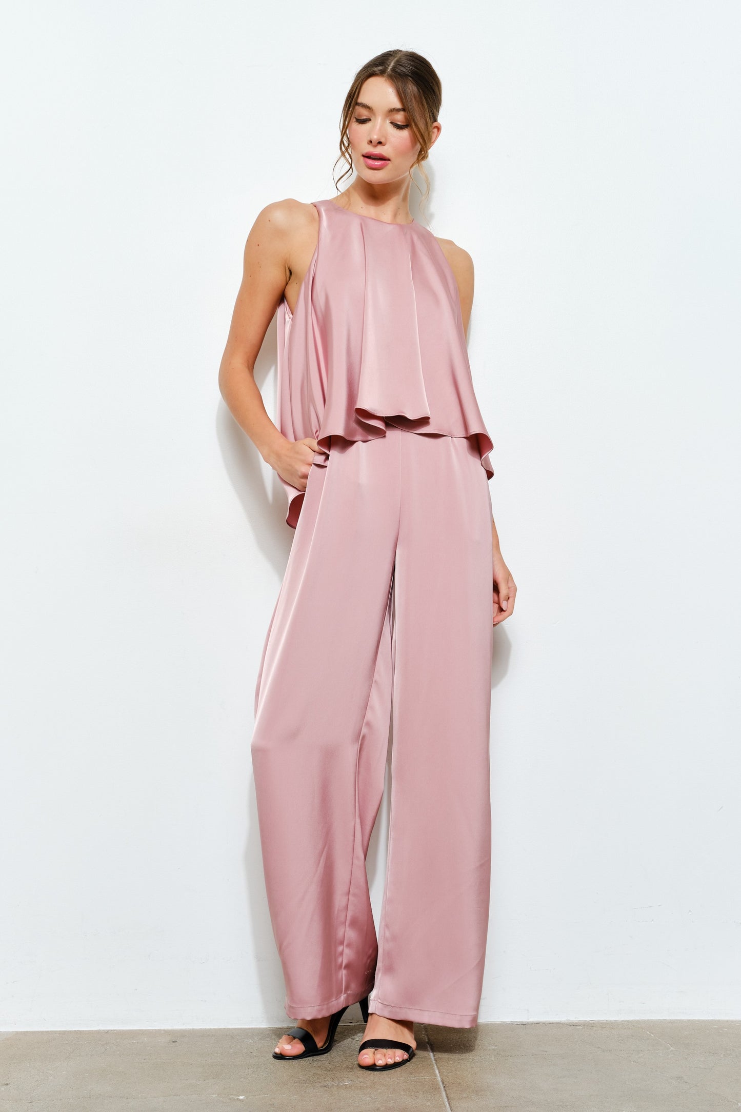 Mauve Over Darling Satin Open Back Jumpsuit