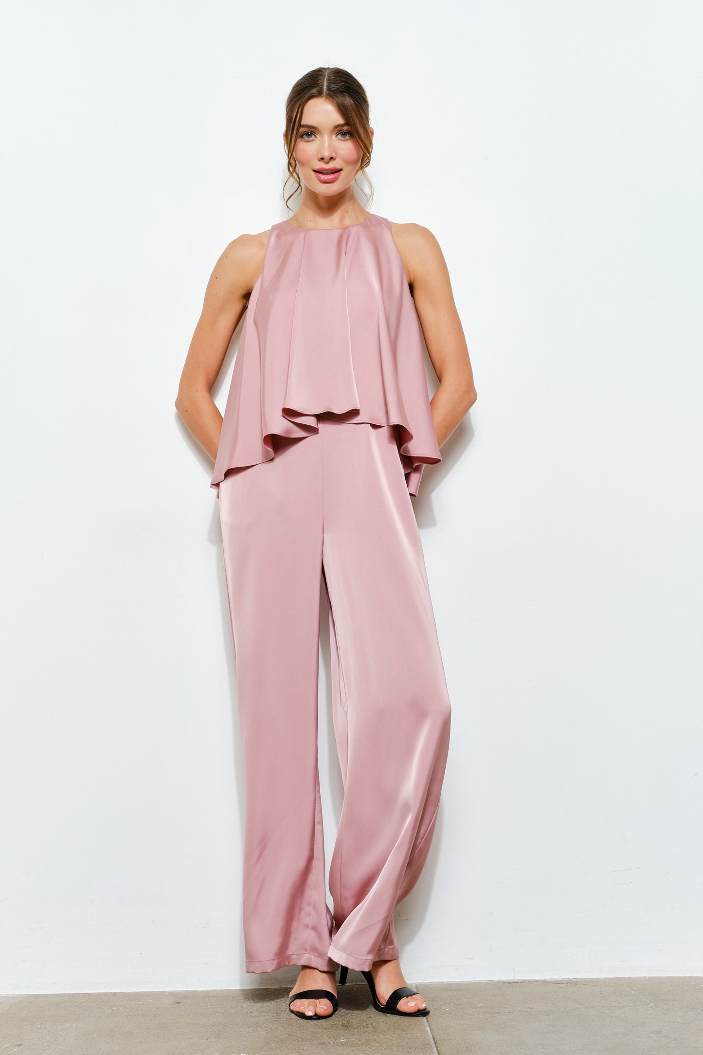 Mauve Over Darling Satin Open Back Jumpsuit