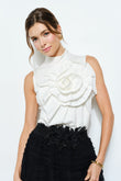 Blooming Beauty White Floral High Neck Blouse