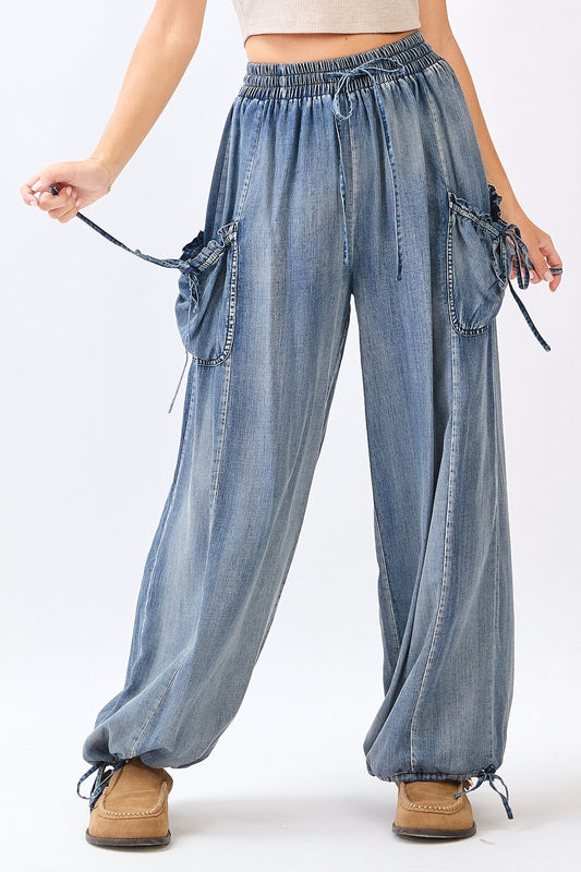 Aleta Adjustable Length Chambray Pants